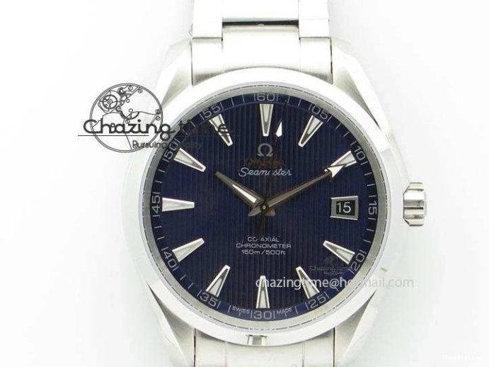 0324 Affordable Aqua Terra 150M SS 1:1 Best Edition Deep Blue Textured Dial On SS Bracelet A 8253